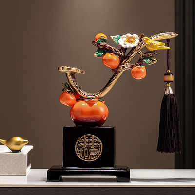 스타일리시한 Still Life 패턴 페르시몬 와인 캐비닛과 TV 단위 예술적 가정 장식