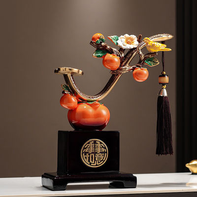 스타일리시한 Still Life 패턴 페르시몬 와인 캐비닛과 TV 단위 예술적 가정 장식