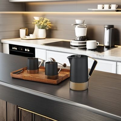 사용자 지정 로고 프랑스 프레스 고급 하모니 스테인리스 스틸 세라믹 커피 차 제조