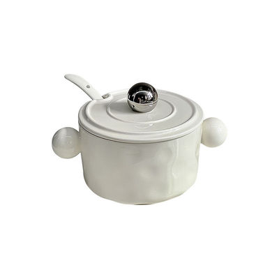 인스턴트 누들즈 수프 세라믹 두 개의 귀 스타일리시한 인쇄가 특징인 심장 모양 그릇