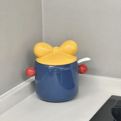 주방 저장 스칸디스크 스타일 세라믹 캔 대나무 나무 뚜?? 을 가진 창고 조직