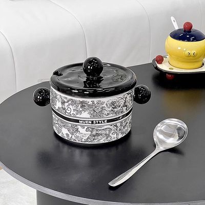 스테인리스 스틸 스트레이너 노르딕 스타일 세라믹 그릇 1000ml 뚱뚱이 가득 차있는 부엌 용품