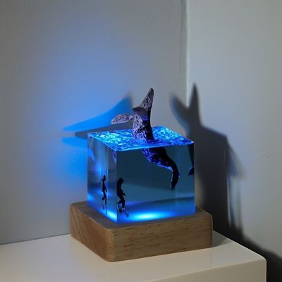 럭셔리 디자인 스타일 LED 야간 램프 아이 에코 친화적 대나무 및 에포시 樹脂 빛