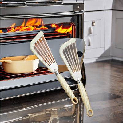 비스틱 패니 튀김 실리콘 생선 햄 터너 플라스틱 손잡이가 있는 슬롯 스파툴라