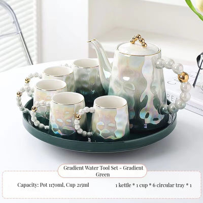 독특한 껍질 모양의 분홍 진주 디자인 세라믹 커피 머그와 차 팬