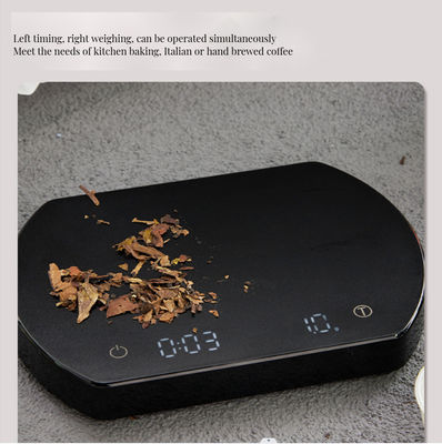 대나무 디지털 커피 스케일 3kg/0.1g 재충전 타이머 ABS 실리콘 기반 차 도구