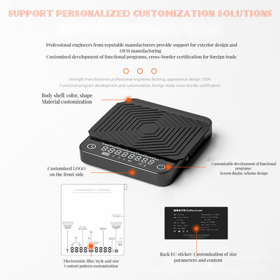 디지털 커피 스케일 2kg/0.1g 맞춤형 크기 재충전 타이머 ABS 차 도구 디자인