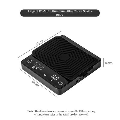 디지털 커피 스케일 2kg/0.1g 맞춤형 크기 재충전 타이머 ABS 차 도구 디자인