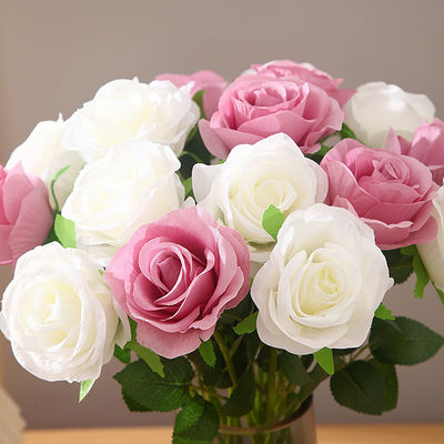 결혼식 및 어머니 날 장식용 9 머리 먼지 장미 인공 실크 꽃