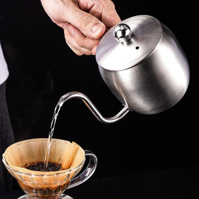 긴 입 304 스테인레스 스틸 커피 냄비 500ml 용량과 나무 손잡이