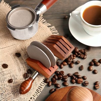 58mm 커피 차 도구 월넛 스틸 에스프레소 차 필터 홀더 실리콘 스크린