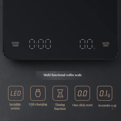 쉽게 LED 전자 커피 척도 1-3000g 용량 250mAh 배터리 미니멀리즘 디자인