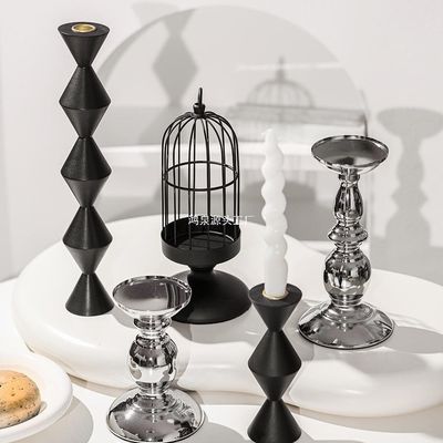종교 활동 가정 레스토랑 장식용 레트로 은 금속 촛불 들고