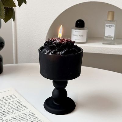금속 결혼식 용품 및 사용자 정의 크기의 빈티지 블랙 글래스 촛대 장식