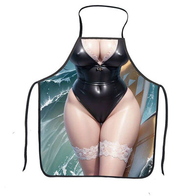 맞춤형 셰프 애프론 BYCOSINE 여성 섹시한 수갑 없는 솜 인쇄 된 가방을 위해 가정 청소