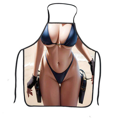 맞춤형 셰프 애프론 BYCOSINE 여성 섹시한 수갑 없는 솜 인쇄 된 가방을 위해 가정 청소