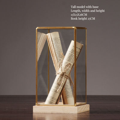 청동 마진 나무 기반 유리 디스플레이 박스 가정 장식용 맞춤형 색상 및 크기