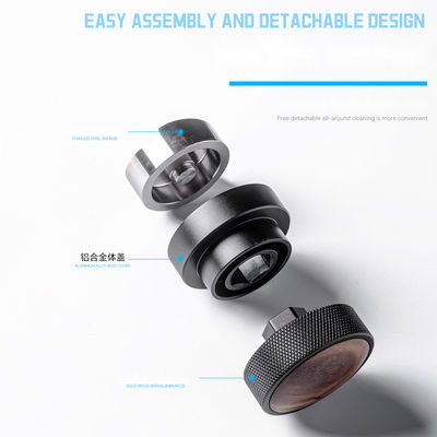 51mm 53mm 58.35mm 에스프레소 템퍼 월넛 나무 캡 스테인리스 스틸 베이스 금속 재료