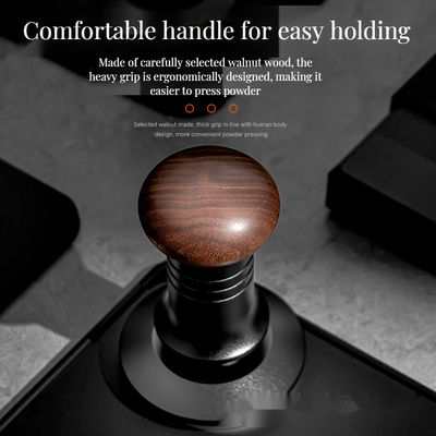 스테인레스 스틸 스케일  Ripple Base Coffee Tamper Solid Wood Handle 조절 깊이가 51/53/58mm 바리스타용