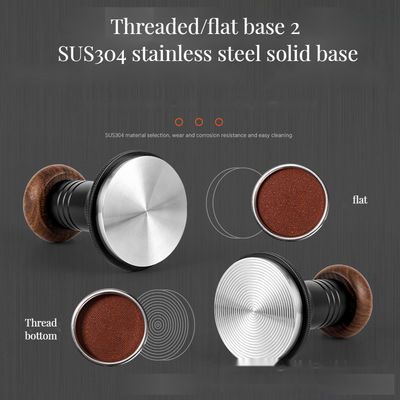 스테인레스 스틸 스케일  Ripple Base Coffee Tamper Solid Wood Handle 조절 깊이가 51/53/58mm 바리스타용