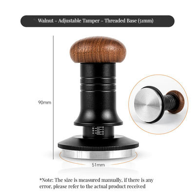 스테인레스 스틸 스케일  Ripple Base Coffee Tamper Solid Wood Handle 조절 깊이가 51/53/58mm 바리스타용