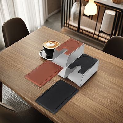 내구성있는 전문 바리스타 세트 검은 스테인리스 스틸과 단단한 나무 스테이션