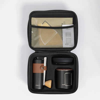 아웃도어 휴대용 스테인레스 스틸 수동 커피 밀러 클래식 아웃도어 캠핑 여행 양조 키트 세라믹 필터 컵을 포함