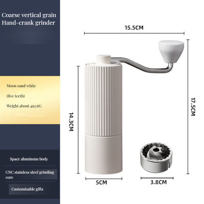 600ml 유럽 디자인 무선 스테인레스 스틸 수동 커피 밀러 조정 속도 48mm 평면 버