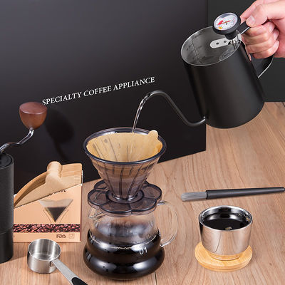 이 유리 커피 세트와 커피 메이커를 붓는 것으로 커피 경험을 업그레이드하십시오.