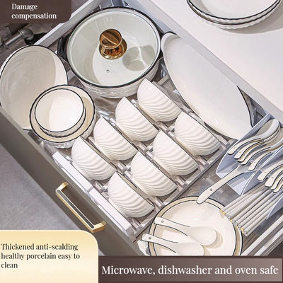 호텔 및 레스토랑에 대한 전체 수프 접시 스푼 세트 흰색 포르셀린 그릇