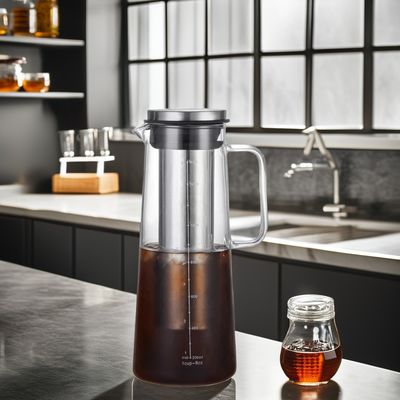1L/1.4L 고보로실리케이트 유리 물병 지속 가능한 스테인레스 스틸 필터