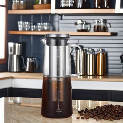1L/1.4L 고보로실리케이트 유리 물병 지속 가능한 스테인레스 스틸 필터