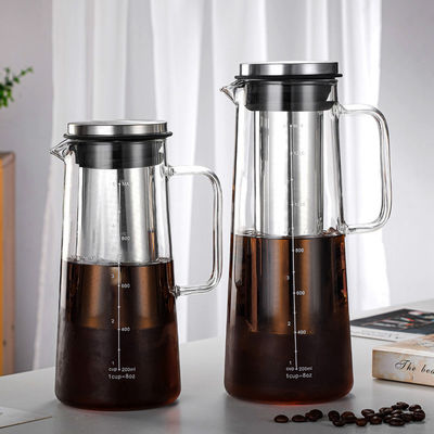 1L/1.4L 고보로실리케이트 유리 물병 지속 가능한 스테인레스 스틸 필터