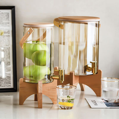 목재 브래킷 프레스 타입 펌프 유리 디스펜서 레몬 주스 차 커피 호텔 로비 또는 가정에서 이상적입니다