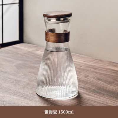 1.5L 수직 가죽 장갑 유리 잔 대나무 뚜?? 스타일리시하고 기능