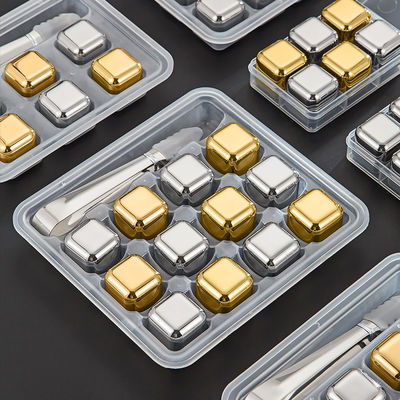 사용자 지정 로고 음료 냉장고 및 재사용 바 액세서리 용 용납 금속 얼음 큐브