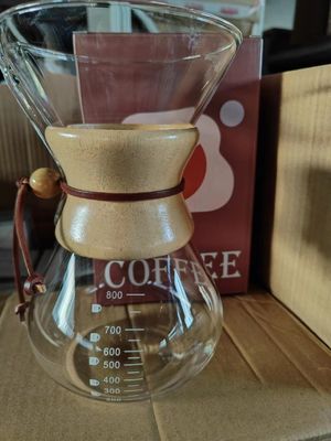 주류 클래식 시리즈 1-3 컵 나무 목 붓기 메이커 6-컵 자연 커피 필터 유리 붓기 차 세트