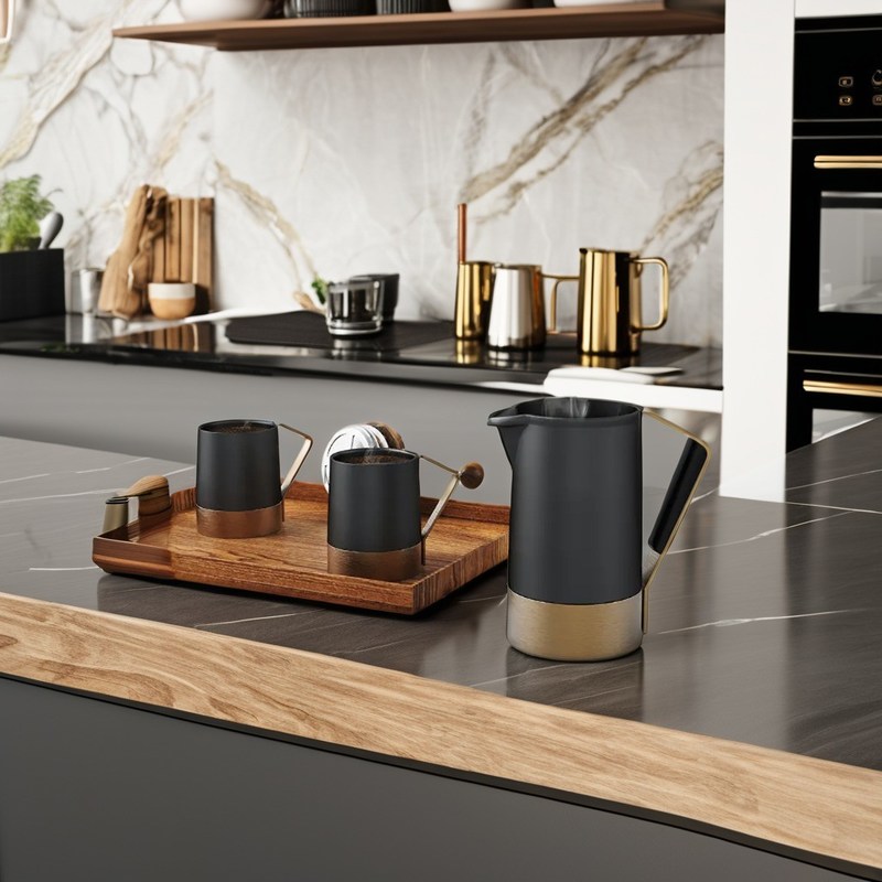 스톡 304 스테인리스 스틸 프랑스어 프레스 커피 냄비 실리콘 핸들 350ml 500ml 1000ml 세트