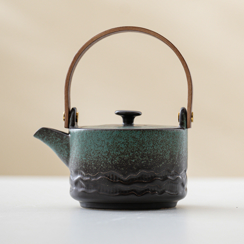 홈 브루어링 세라믹 콩푸 차 세트 리프팅 빔 손잡이 컴팩트 단일 냄비 차 냄비