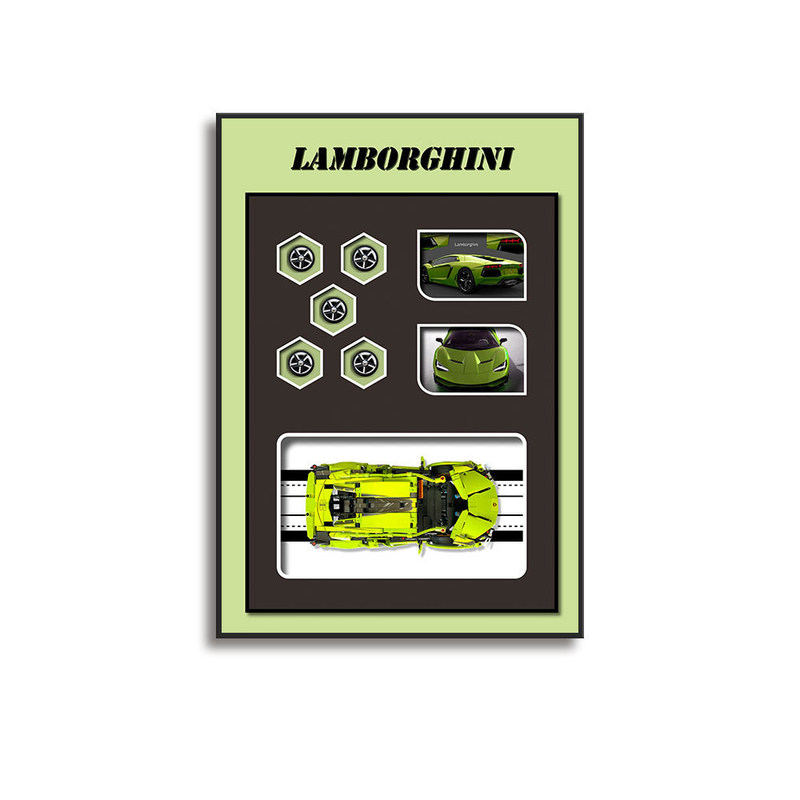 우아한 3차원 블록 자동차 벽화 갤러리 벽에 쉽게 매달린 장식