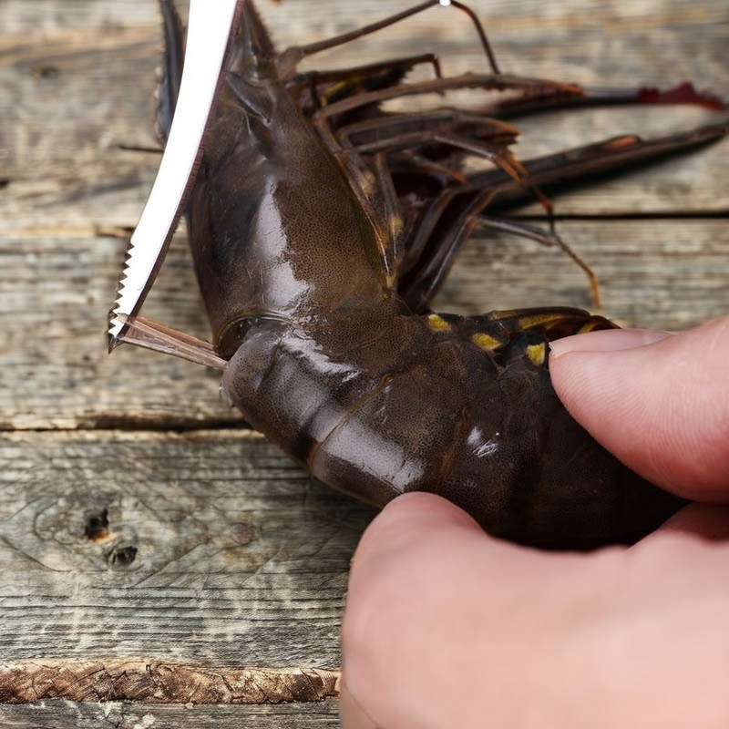 채소 쪼개기와 스테인레스 스틸 생선 배 칼로 빠른 새우 청소