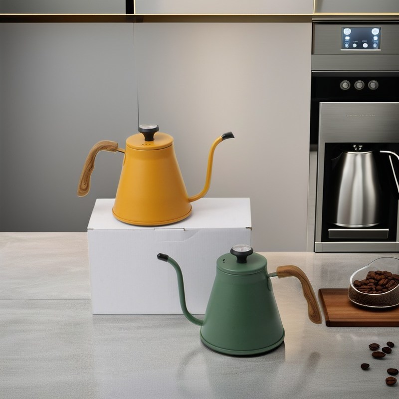 음식 등급 스테인리스 스틸로 만든 양조에 투여하기 위해 설정된 거위 커피 케이틀