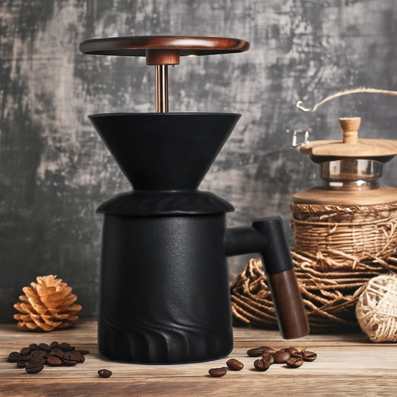 집 호텔 레스토랑 및 사무실을위한 빈티지 매트 블랙 세라믹 투어 오버 커피 메이커