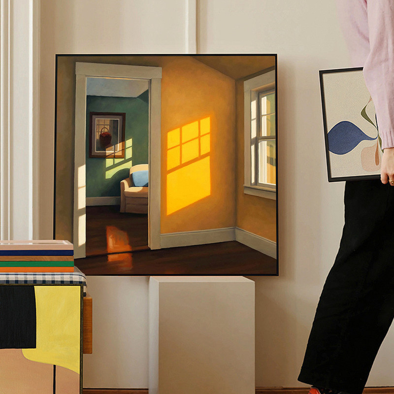 우아한 노르딕 아트 데코 캔버스 인쇄 '태양 창문' 거실 벽장 장식