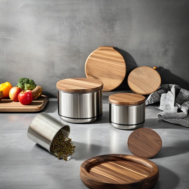 건조식품 보관 용기 11cm 스테인리스 스틸 진공 커피 캔스터