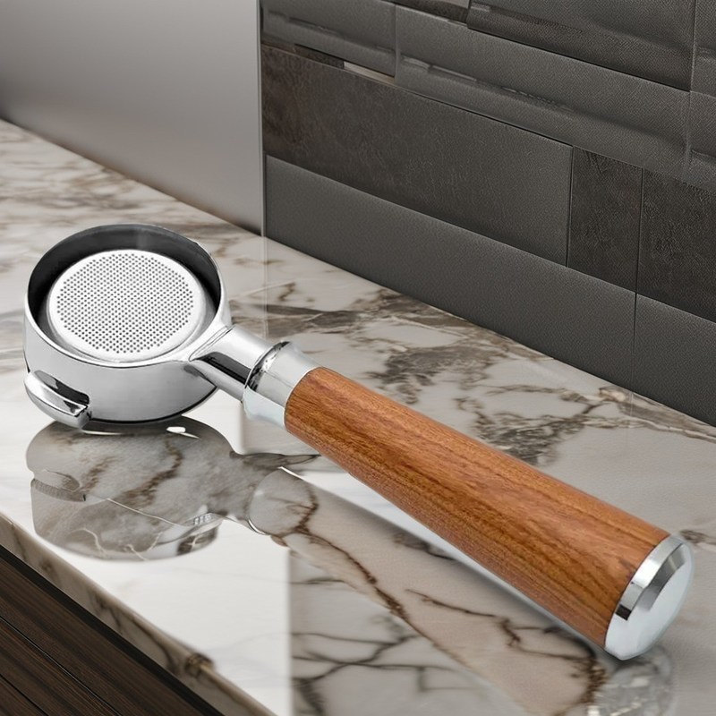 58mm 휴대용 커피 메이커 키트, 스테인리스 스틸 트렁크와 단단한 나무 포트 필터