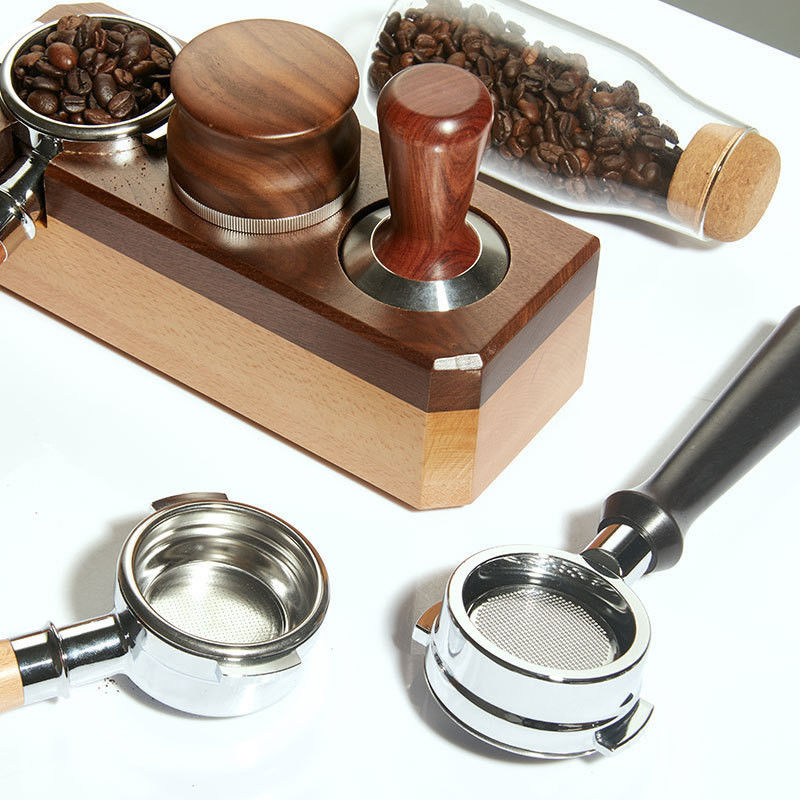 바리스타 수준의 맥주 제조를 위한 단단한 나무 포트필터 고급 58mm 핸드메이드 커피 트렁크
