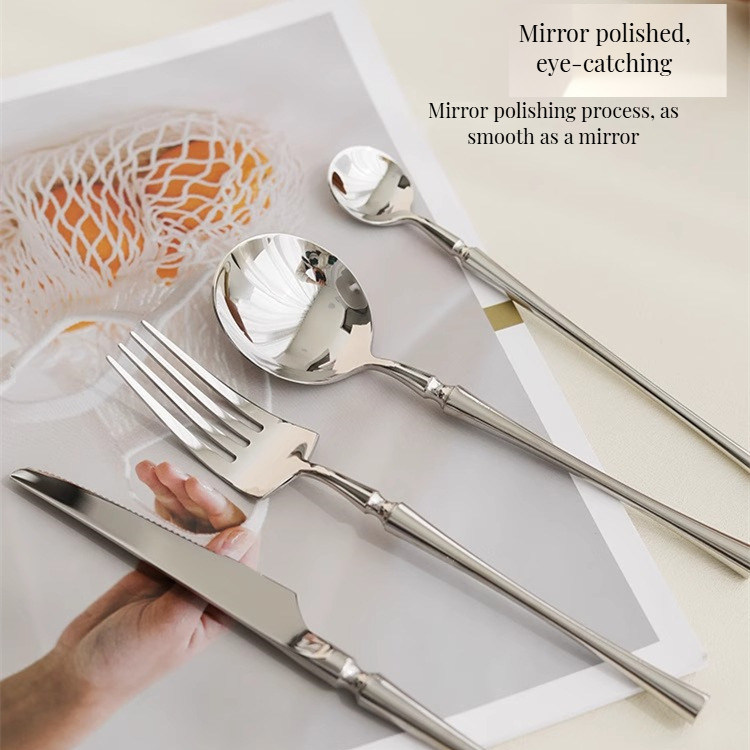생산 스푼 포크 칼 톱스틱 키트 24 조각 금 스테인리스 스틸 플래트웨어 세트